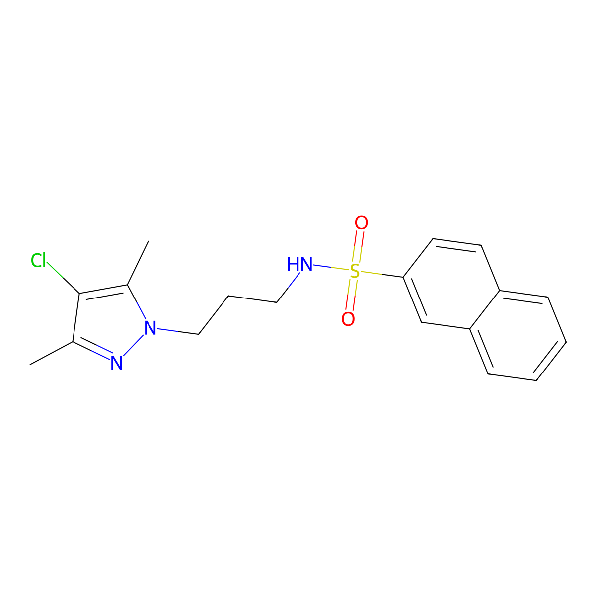 N-[3-(4-chloro-3,5-dimethylpyrazol-1-yl)propyl]naphthalene-2-sulfonamide molecular structure, CAS 1005626-34-5