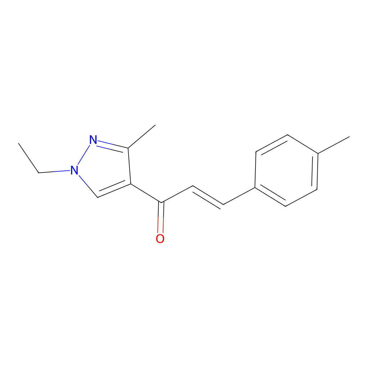 1-(1-Ethyl-3-methyl-1H-pyrazol-4-yl)-3-(4-methylphenyl)-2-propen-1-one molecular structure, CAS 1005626-65-2