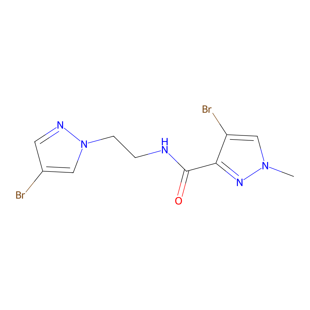 4-bromo-N-[2-(4-bromopyrazol-1-yl)ethyl]-1-methylpyrazole-3-carboxamide molecular structure, CAS 1005628-16-9