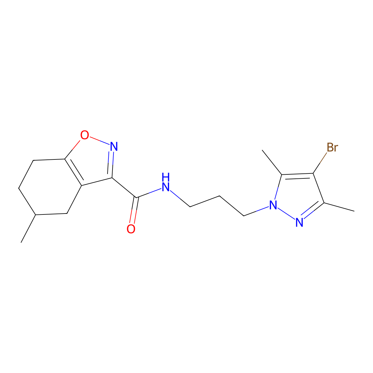 N-[3-(4-bromo-3,5-dimethyl-1H-pyrazol-1-yl)propyl]-5-methyl-4,5,6,7-tetrahydro-1,2-benzoxazole-3-carboxamide molecular structure, CAS 1005628-17-0