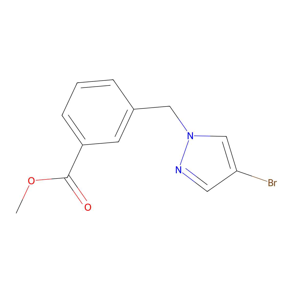 methyl 3-[(4-bromo-1H-pyrazol-1-yl)methyl]benzoate molecular structure, CAS 1005628-24-9