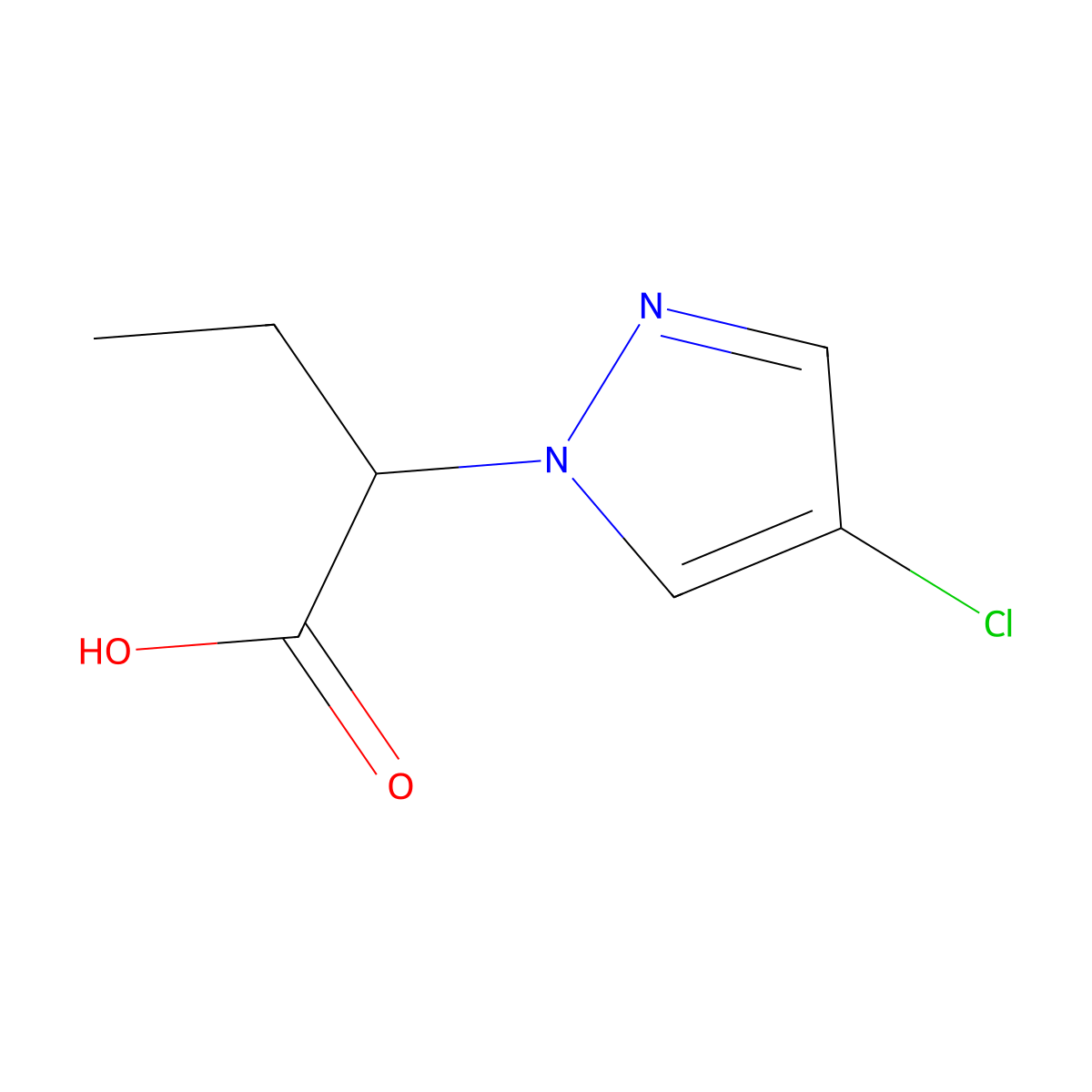 2-(4-chloro-1H-pyrazol-1-yl)butanoic acid molecular structure, CAS 1005629-01-5