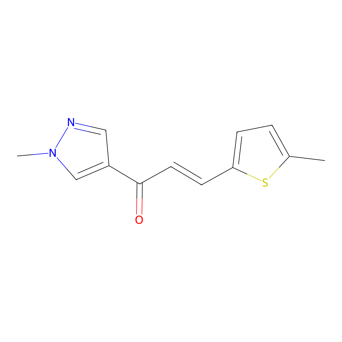 1-(1-Methyl-1H-pyrazol-4-yl)-3-(5-methyl-2-thienyl)-2-propen-1-one molecular structure, CAS 1005629-02-6