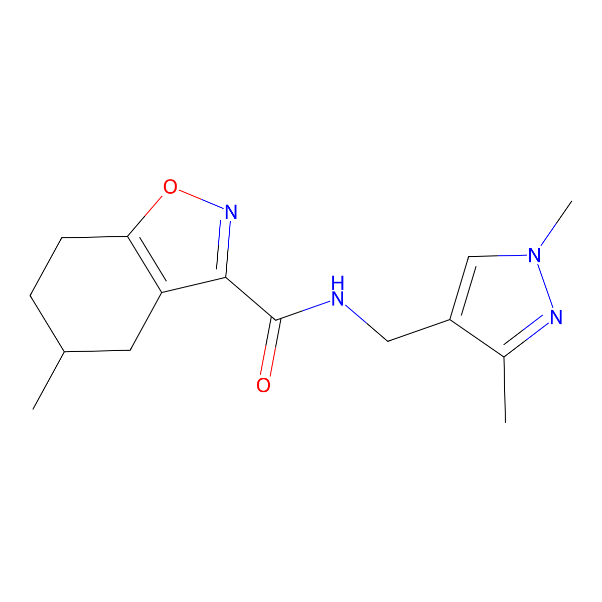 N-[(1,3-dimethyl-1H-pyrazol-4-yl)methyl]-5-methyl-4,5,6,7-tetrahydro-1,2-benzoxazole-3-carboxamide molecular structure, CAS 1005629-51-5