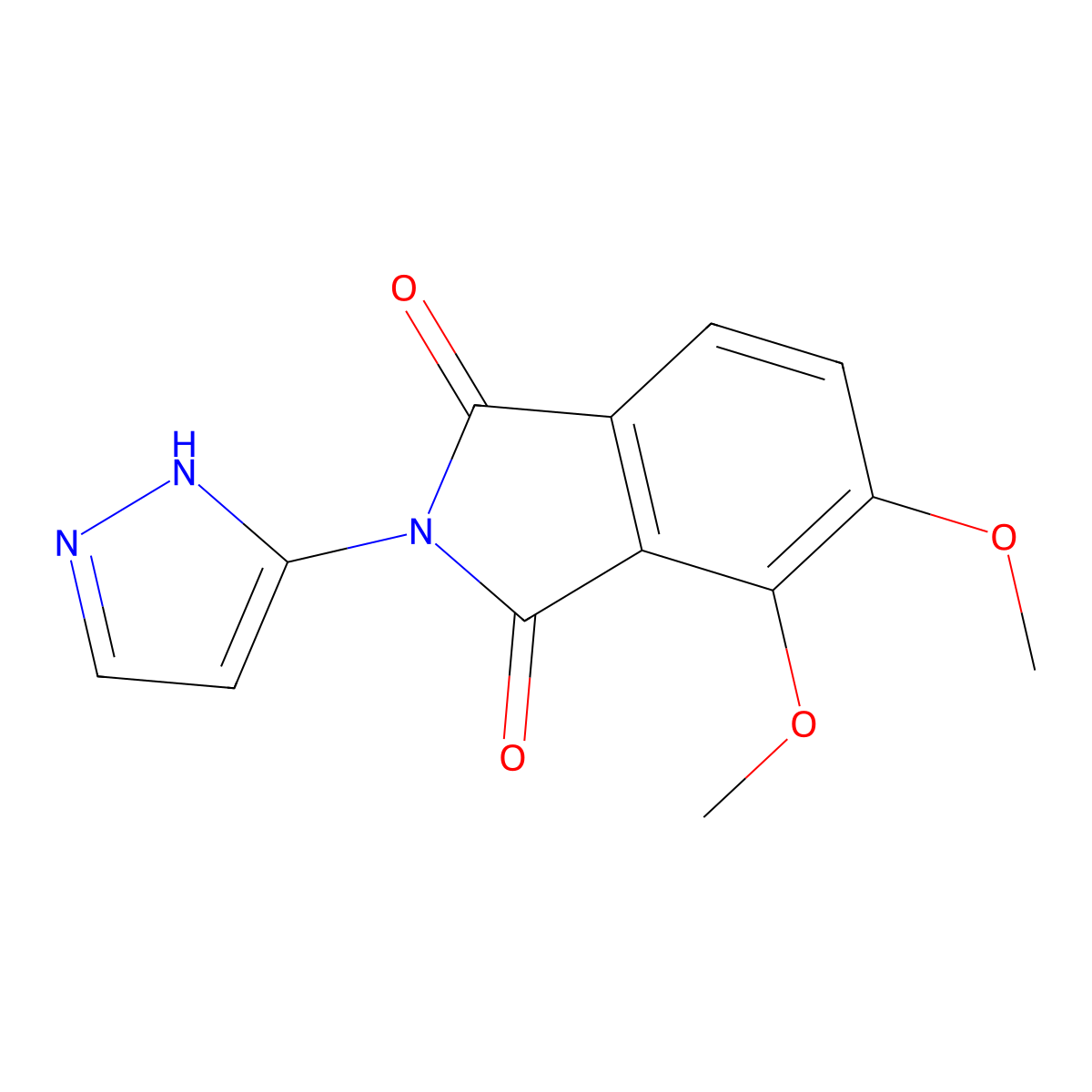 4,5-dimethoxy-2-(1H-pyrazol-3-yl)isoindoline-1,3-dione molecular structure, CAS 1005629-59-3