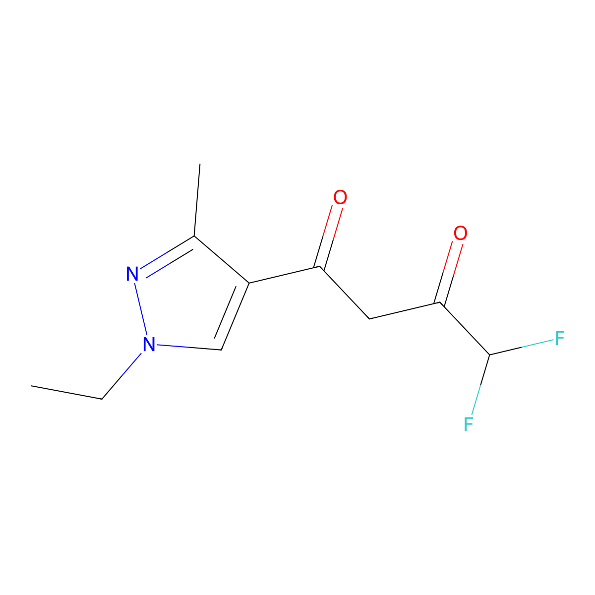 1-(1-ethyl-3-methyl-1H-pyrazol-4-yl)-4,4-difluorobutane-1,3-dione molecular structure, CAS 1005629-65-1