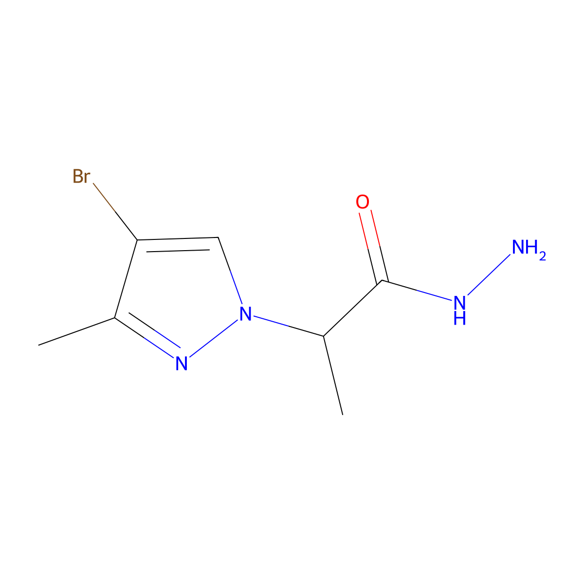 2-(4-bromo-3-methyl-1H-pyrazol-1-yl)propanehydrazide molecular structure, CAS 1005630-27-2