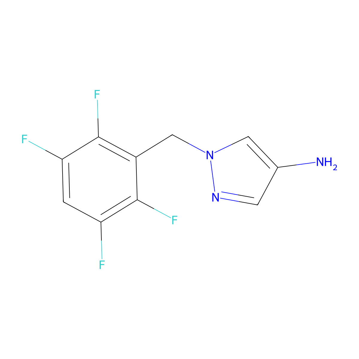 1-(2,3,5,6-tetrafluorobenzyl)-1H-pyrazol-4-amine molecular structure, CAS 1005630-54-5