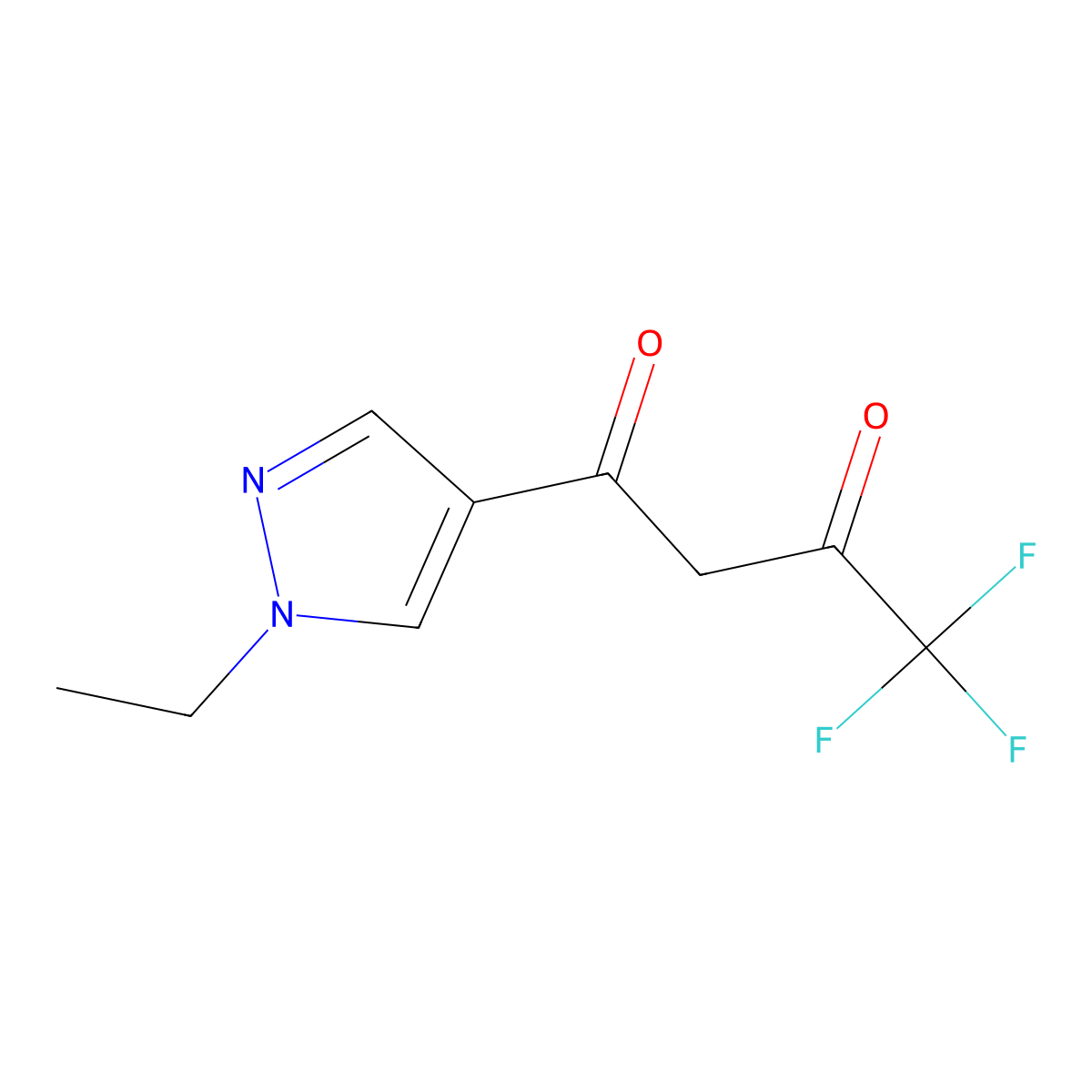 1-(1-ethyl-1H-pyrazol-4-yl)-4,4,4-trifluorobutane-1,3-dione molecular structure, CAS 1005630-76-1