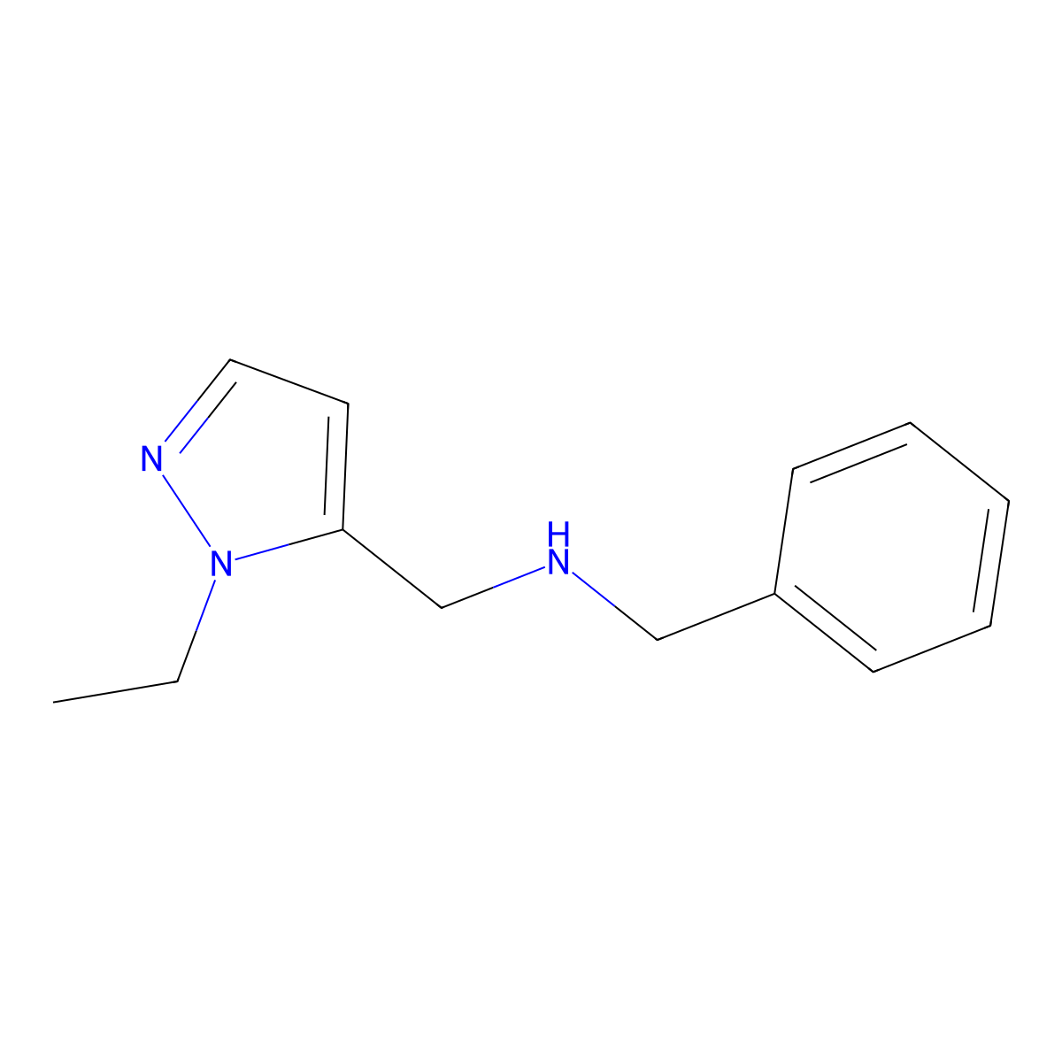 N-benzyl-1-(1-ethyl-1H-pyrazol-5-yl)methanamine molecular structure, CAS 1005631-26-4