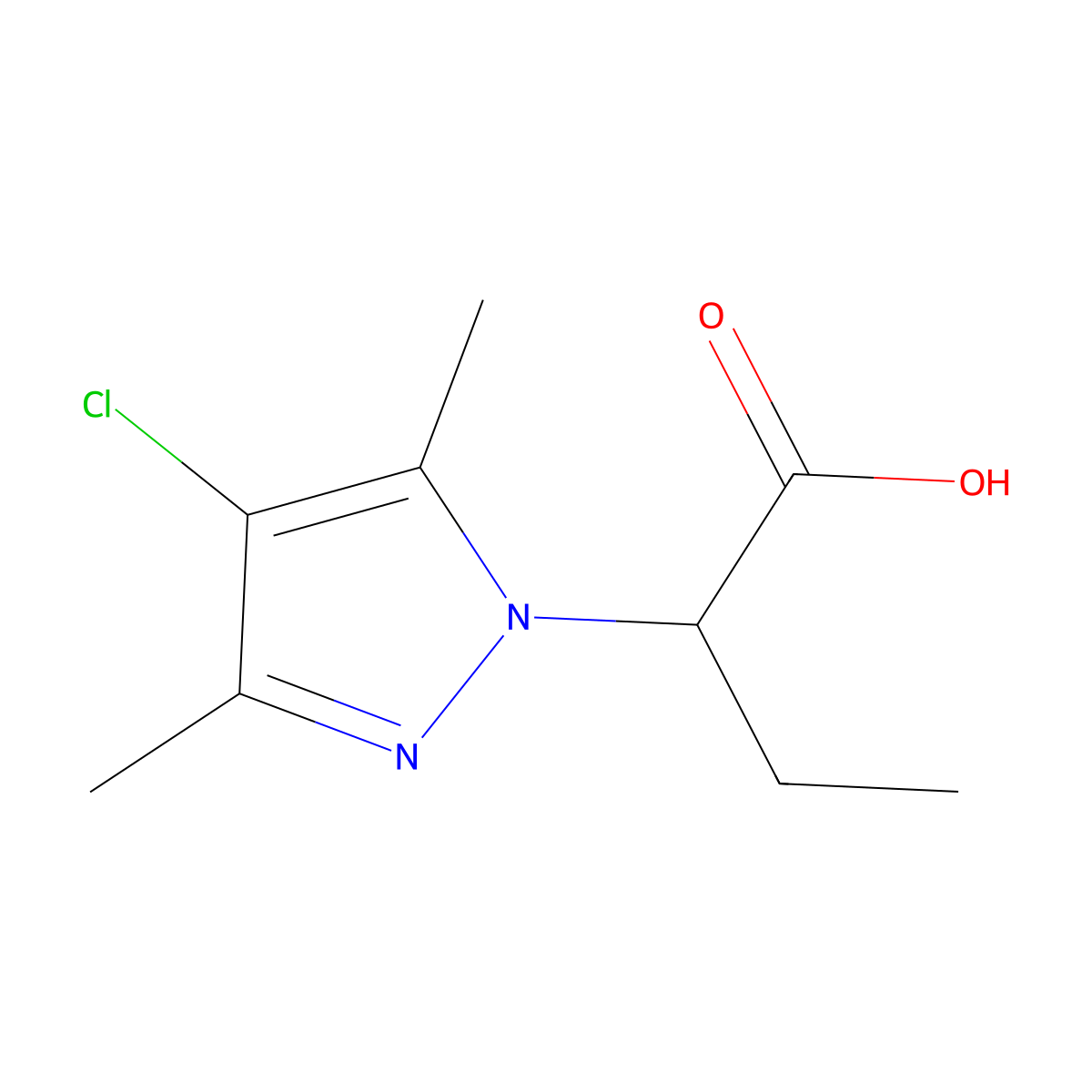 2-(4-chloro-3,5-dimethyl-1H-pyrazol-1-yl)butanoic acid molecular structure, CAS 1005631-38-8