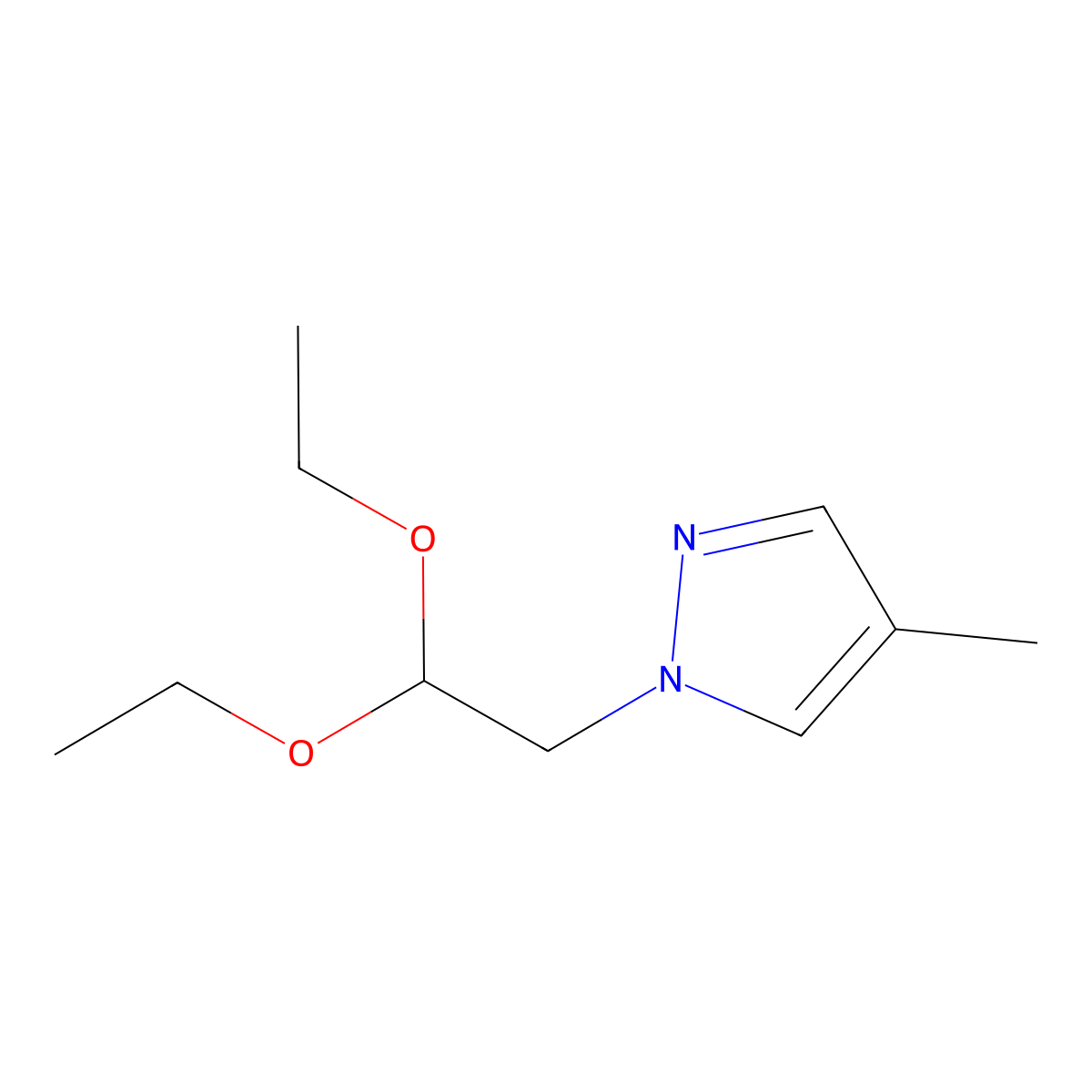 1-(2,2-diethoxyethyl)-4-methyl-1H-pyrazole molecular structure, CAS 1005631-56-0