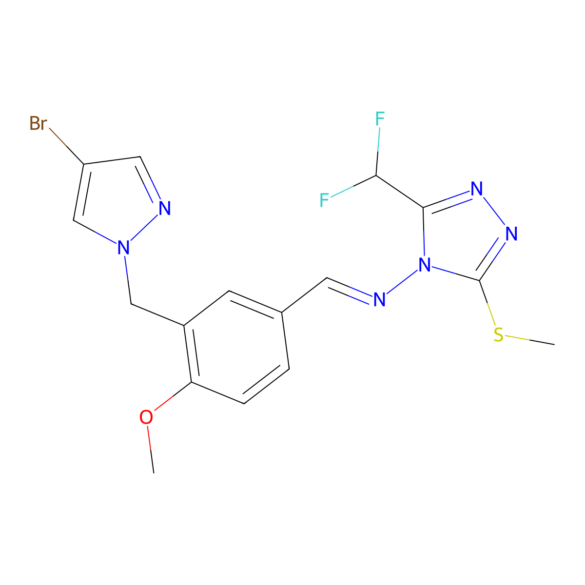 N-[[3-[(4-Bromo-1H-pyrazol-1-yl)methyl]-4-methoxyphenyl]methylene]-3-(difluoromethyl)-5-(methylthio)-4H-1,2,4-triazol-4-amine molecular structure, CAS 1005631-57-1