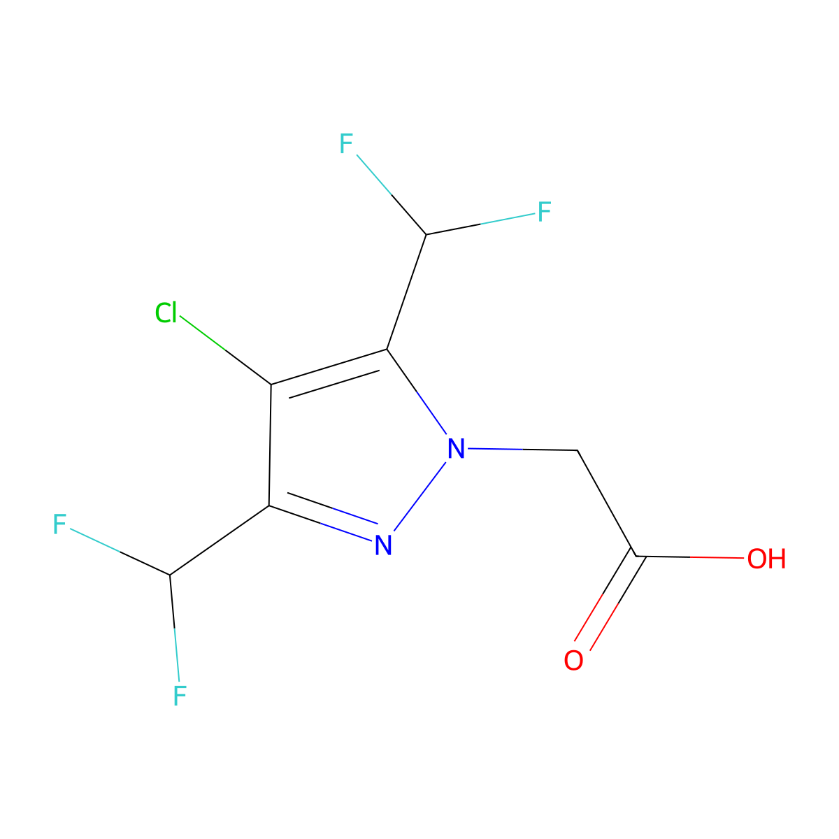 [4-chloro-3,5-bis(difluoromethyl)-1H-pyrazol-1-yl]acetic acid molecular structure, CAS 1005631-84-4