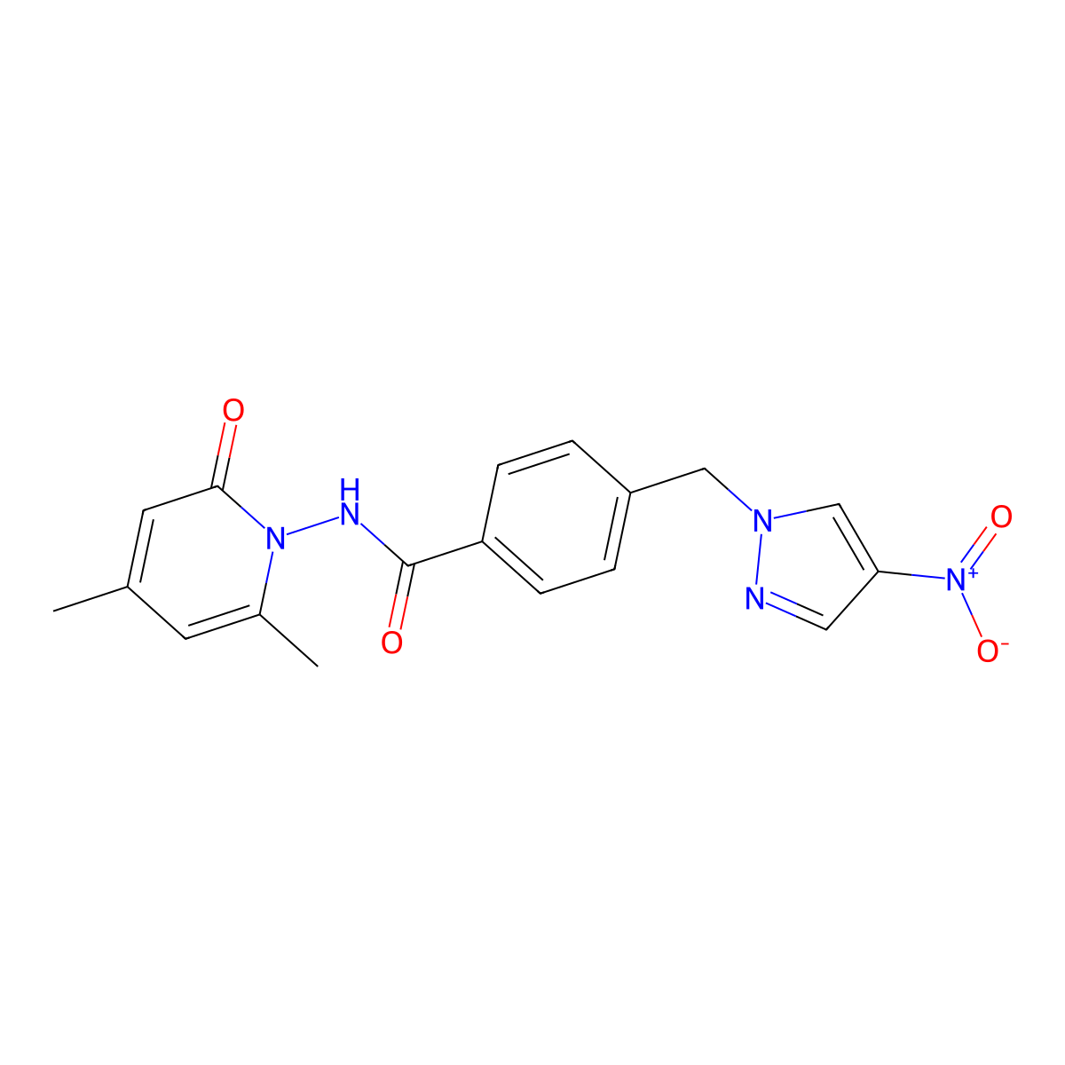 N-(2,4-dimethyl-6-oxopyridin-1-yl)-4-[(4-nitropyrazol-1-yl)methyl]benzamide molecular structure, CAS 1005632-45-0