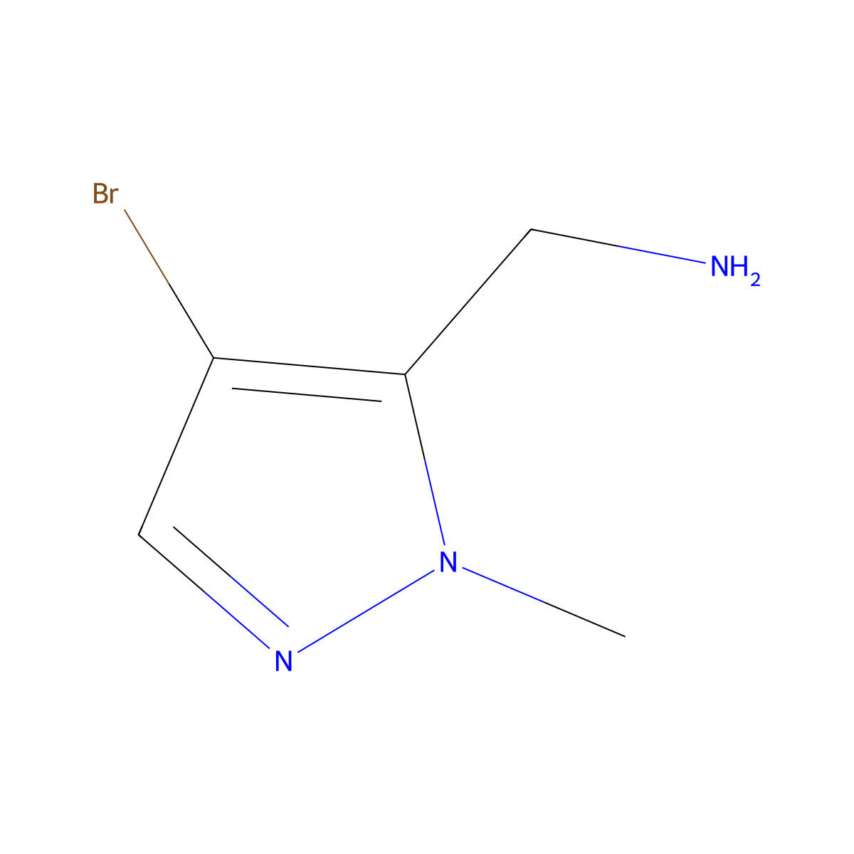 [(4-Bromo-1-methyl-1H-pyrazol-5-yl)methyl]amine molecular structure, CAS 1005632-50-7