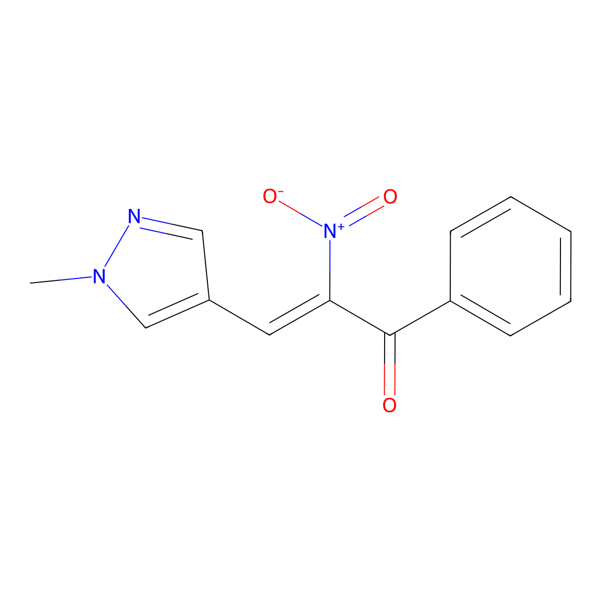 3-(1-Methyl-1H-pyrazol-4-yl)-2-nitro-1-phenyl-2-propen-1-one molecular structure, CAS 1005632-52-9
