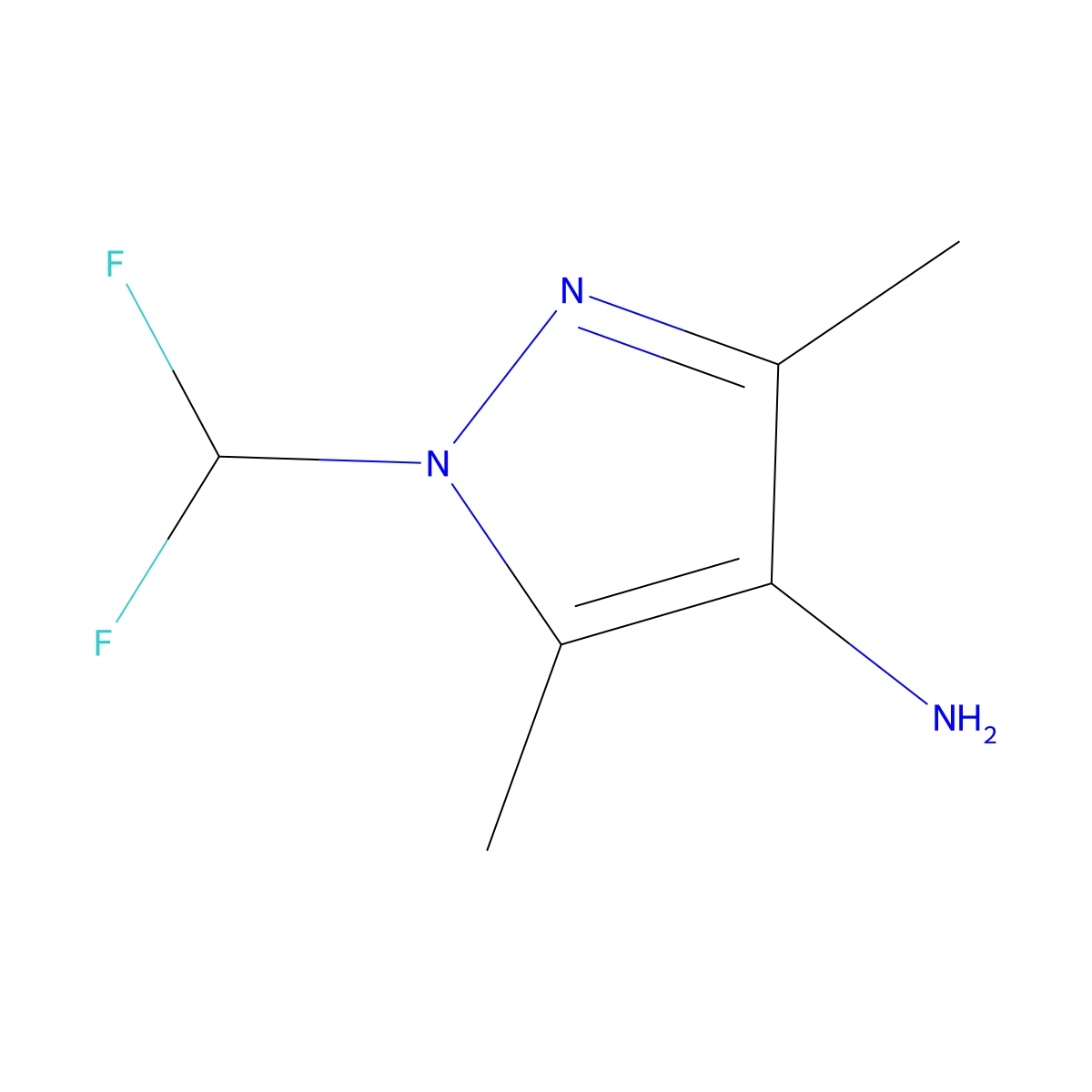 1-(difluoromethyl)-3,5-dimethyl-1H-pyrazol-4-amine molecular structure, CAS 1005633-15-7
