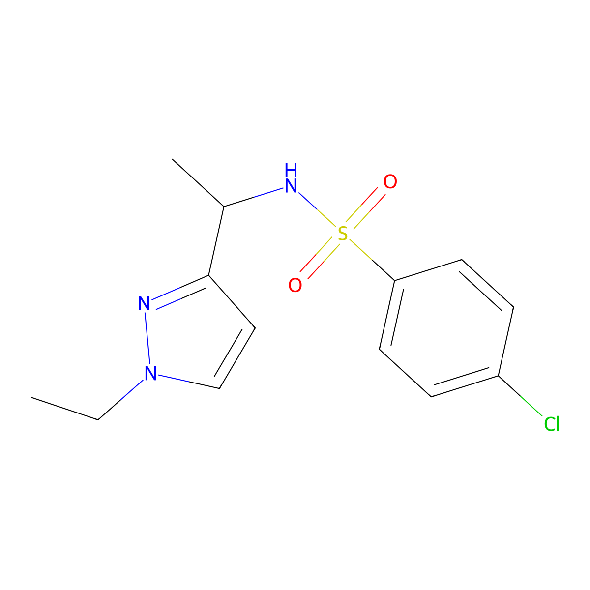 [(4-Chlorophenyl)sulfonyl][(1-ethylpyrazol-3-yl)ethyl]amine molecular structure, CAS 1005633-38-4