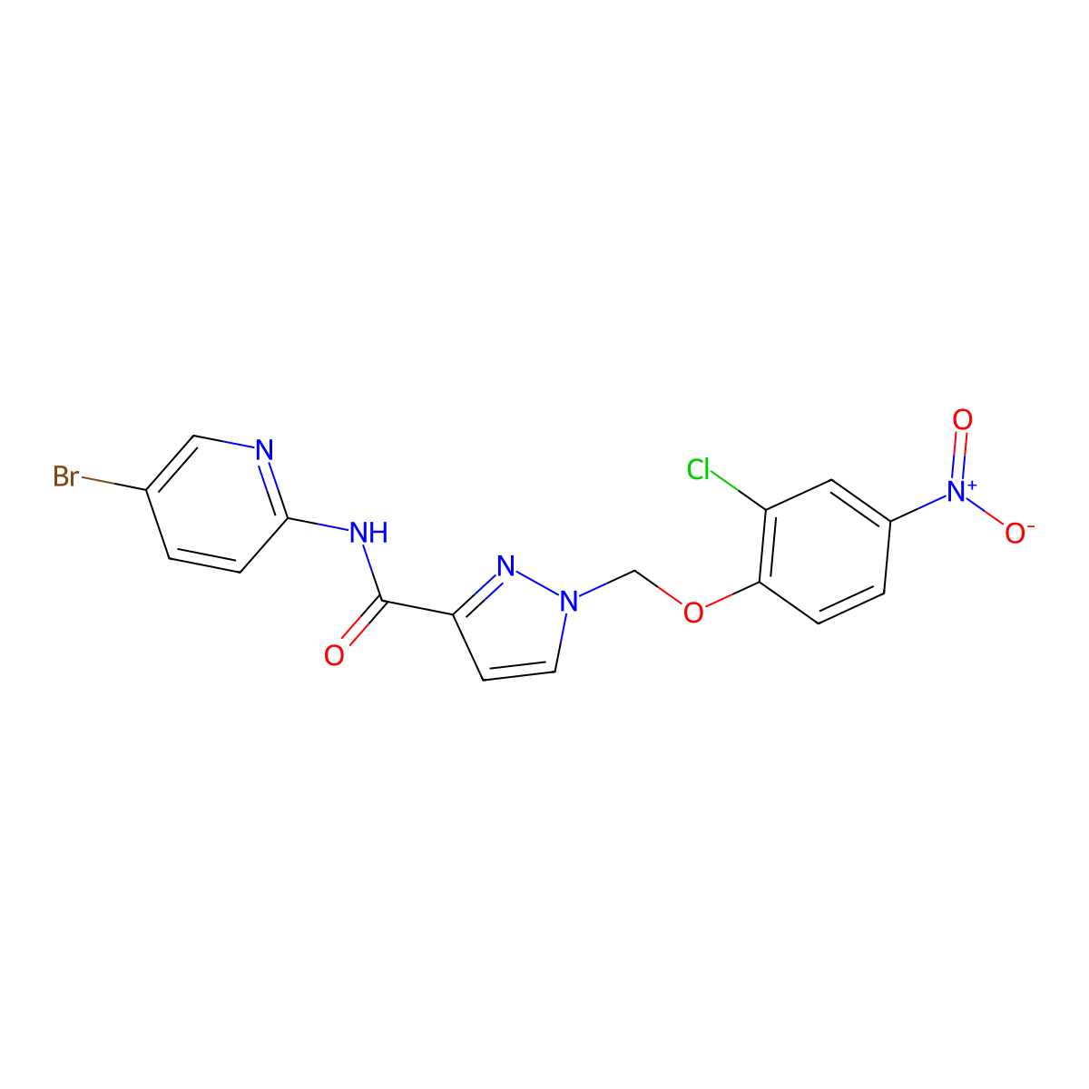 N-(5-bromopyridin-2-yl)-1-[(2-chloro-4-nitrophenoxy)methyl]pyrazole-3-carboxamide molecular structure, CAS 1005633-81-7