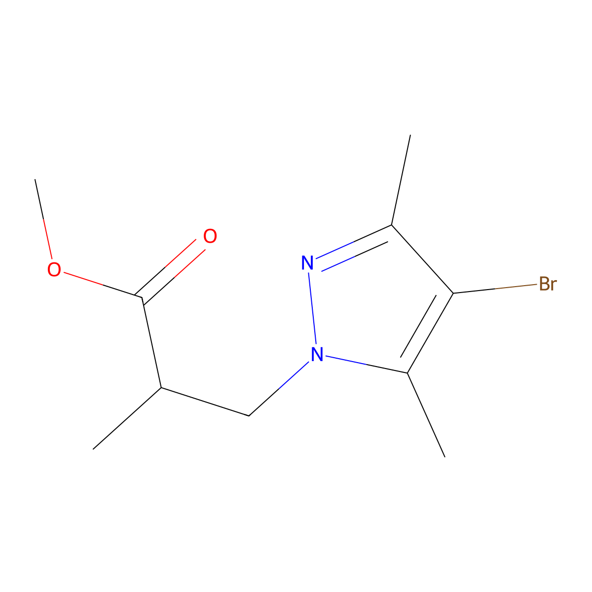 methyl 3-(4-bromo-3,5-dimethyl-1H-pyrazol-1-yl)-2-methylpropanoate molecular structure, CAS 1005634-07-0