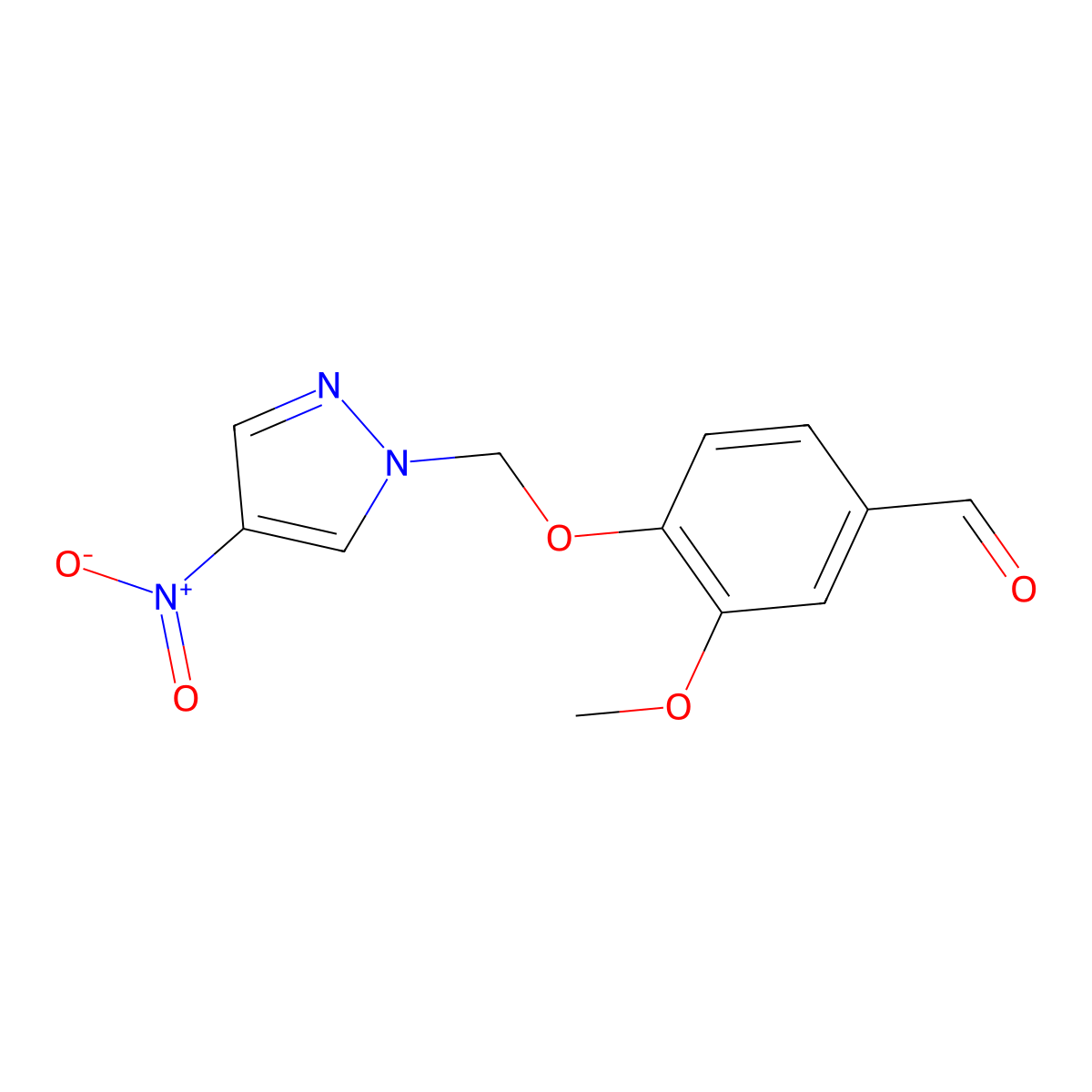 3-Methoxy-4-((4-nitro-1H-pyrazol-1-yl)methoxy)benzaldehyde molecular structure, CAS 1005634-50-3