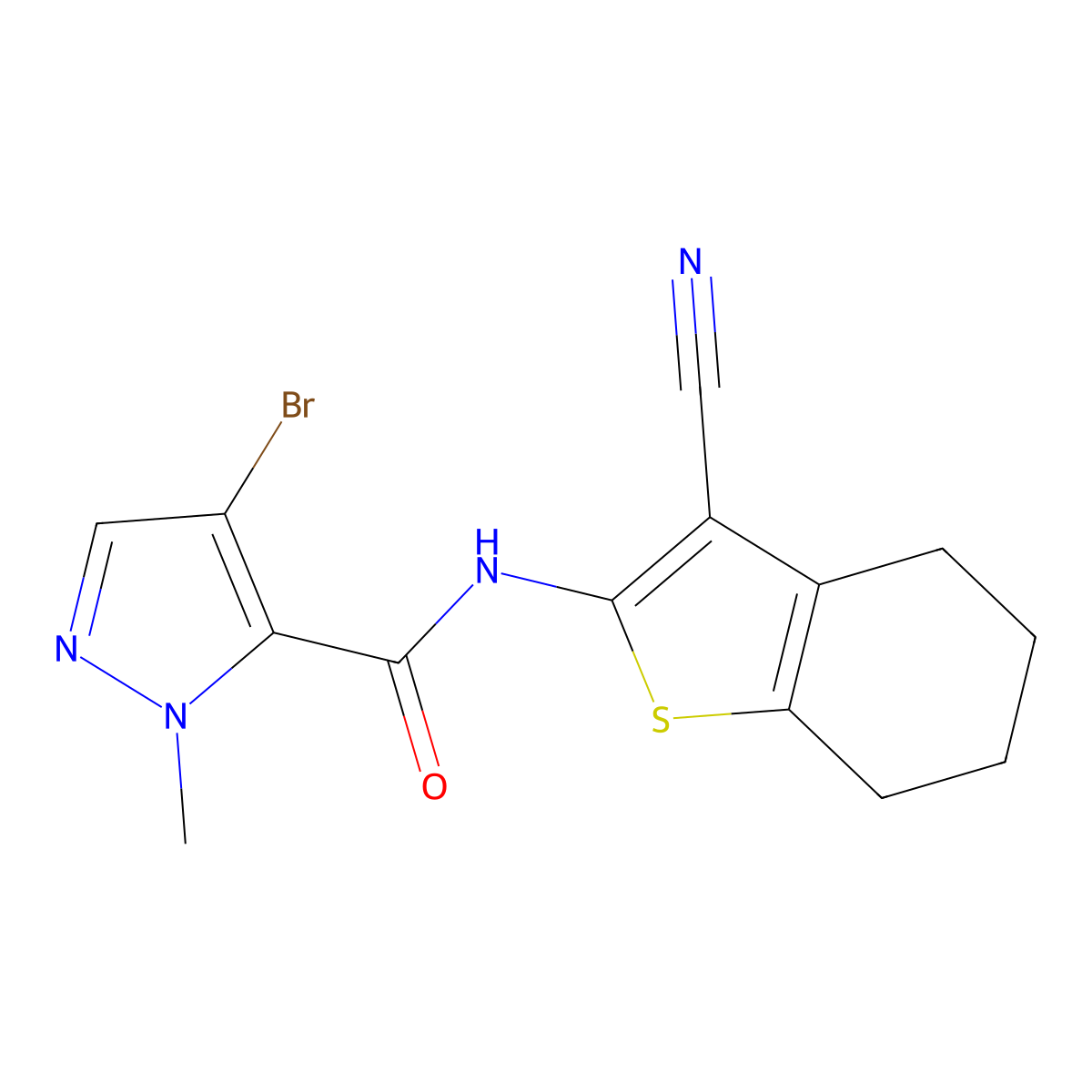 4-bromo-N-(3-cyano-4,5,6,7-tetrahydro-1-benzothiophen-2-yl)-1-methyl-1H-pyrazole-5-carboxamide molecular structure, CAS 1005635-02-8