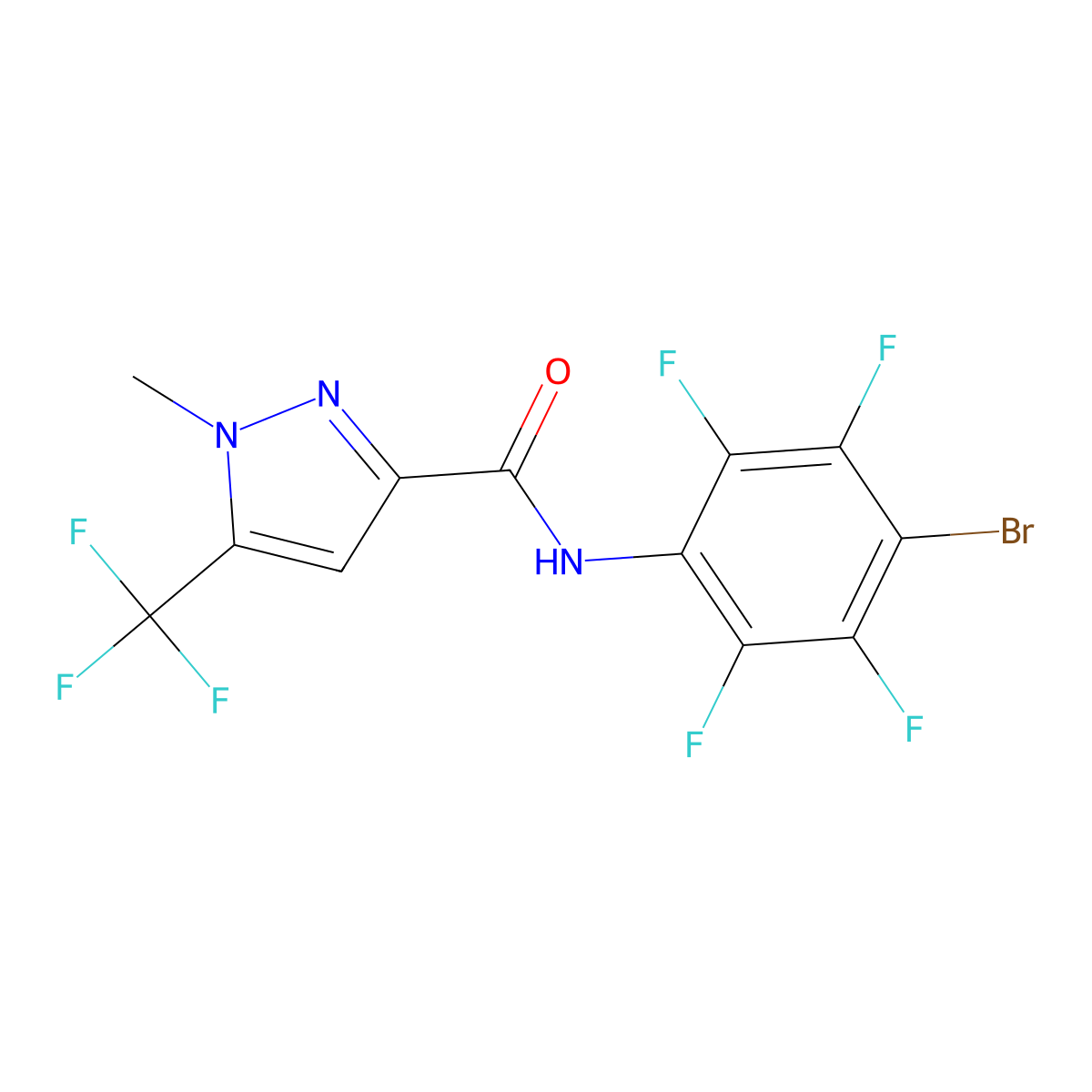 N-(4-bromo-2,3,5,6-tetrafluorophenyl)-1-methyl-5-(trifluoromethyl)pyrazole-3-carboxamide molecular structure, CAS 1005635-18-6