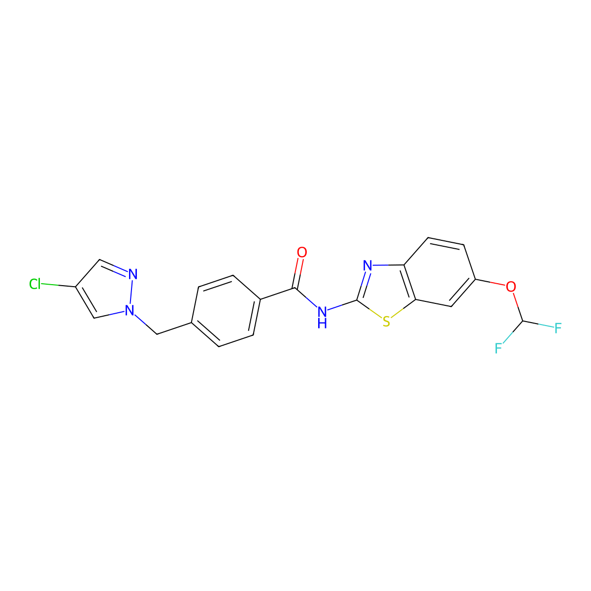 4-[(4-chloro-1H-pyrazol-1-yl)methyl]-N-[6-(difluoromethoxy)-1,3-benzothiazol-2-yl]benzamide molecular structure, CAS 1005636-65-6