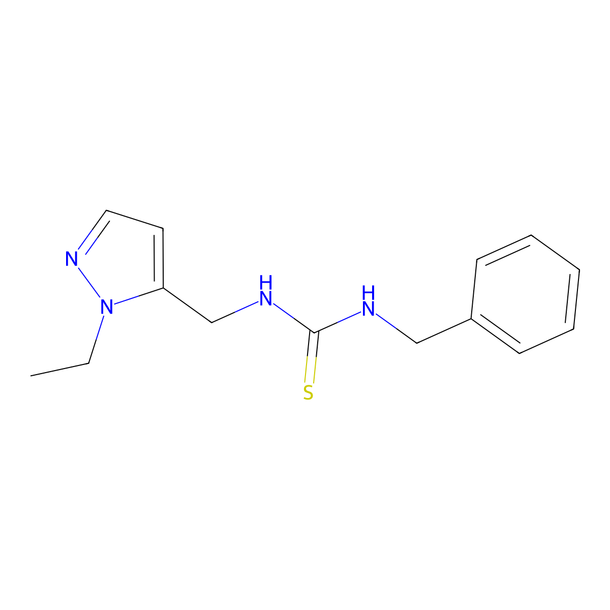 1-Benzyl-3-[(2-ethylpyrazol-3-yl)methyl]thiourea molecular structure, CAS 1005636-88-3