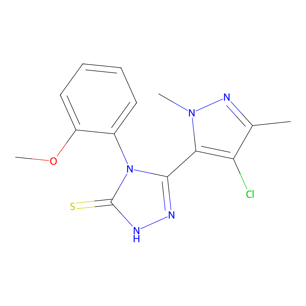 3-(4-chloro-2,5-dimethylpyrazol-3-yl)-4-(2-methoxyphenyl)-1H-1,2,4-triazole-5-thione molecular structure, CAS 1005636-97-4