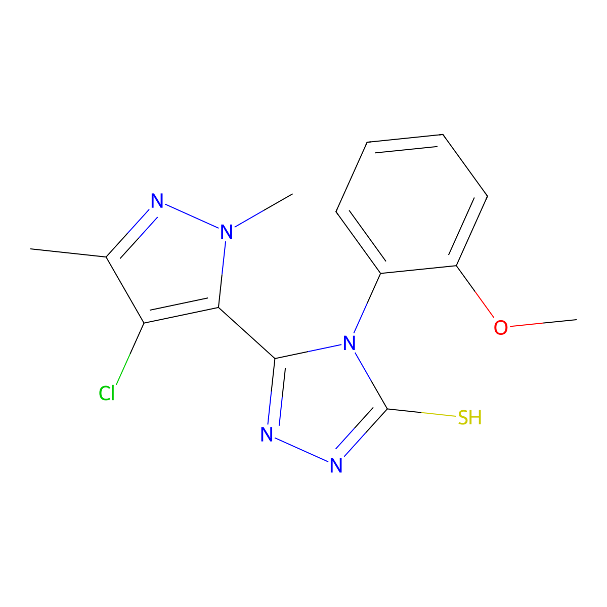 3-(4-chloro-2,5-dimethylpyrazol-3-yl)-4-(2-methoxyphenyl)-1H-1,2,4-triazole-5-thione molecular structure, CAS 1005636-97-4