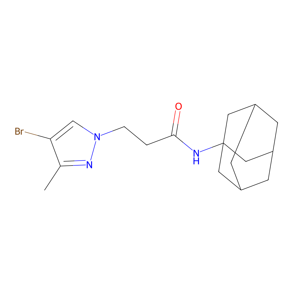N-adamantanyl-3-(4-bromo-3-methylpyrazolyl)propanamide molecular structure, CAS 1005638-66-3