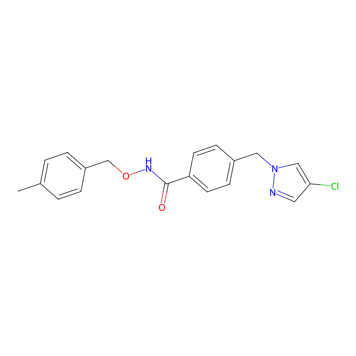 4-[(4-chloropyrazol-1-yl)methyl]-N-[(4-methylphenyl)methoxy]benzamide molecular structure, CAS 1005638-73-2