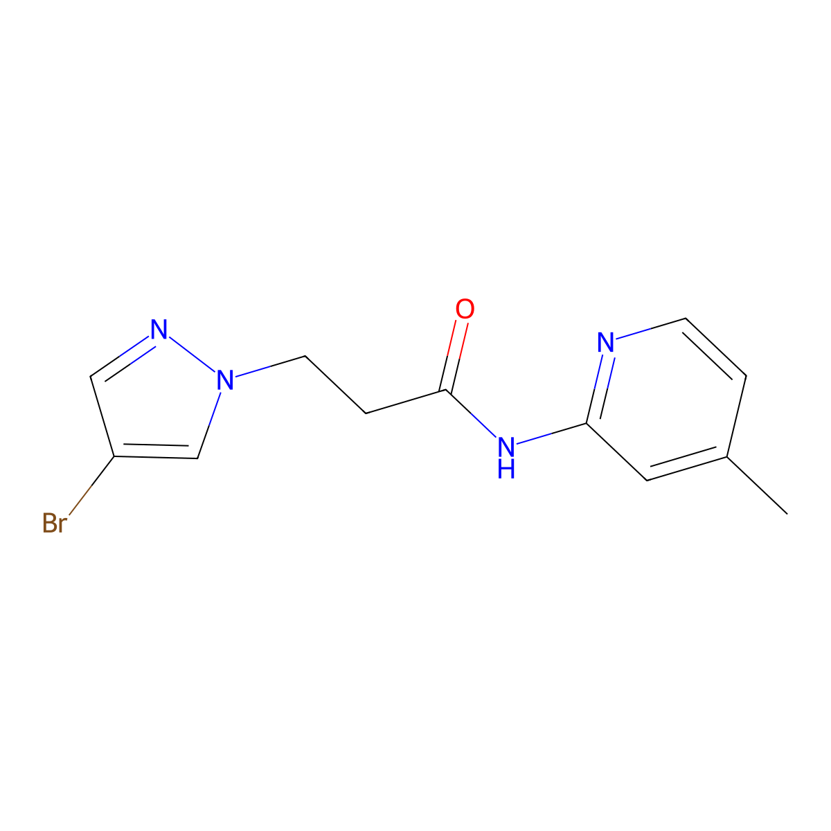 3-(4-bromopyrazol-1-yl)-N-(4-methylpyridin-2-yl)propanamide molecular structure, CAS 1005639-38-2