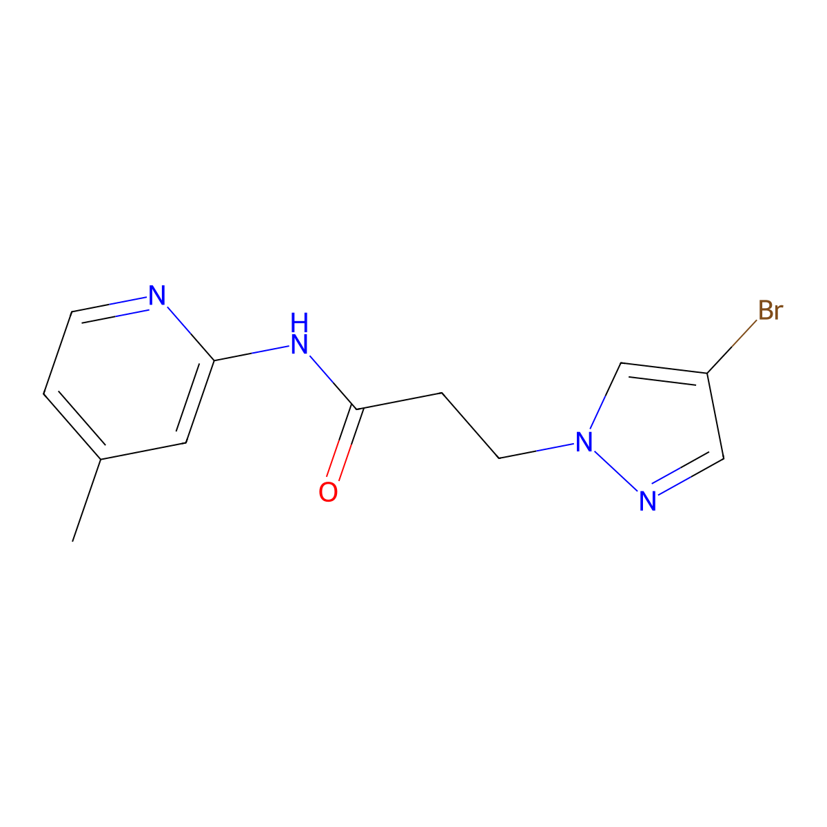 3-(4-bromopyrazol-1-yl)-N-(4-methylpyridin-2-yl)propanamide molecular structure, CAS 1005639-38-2