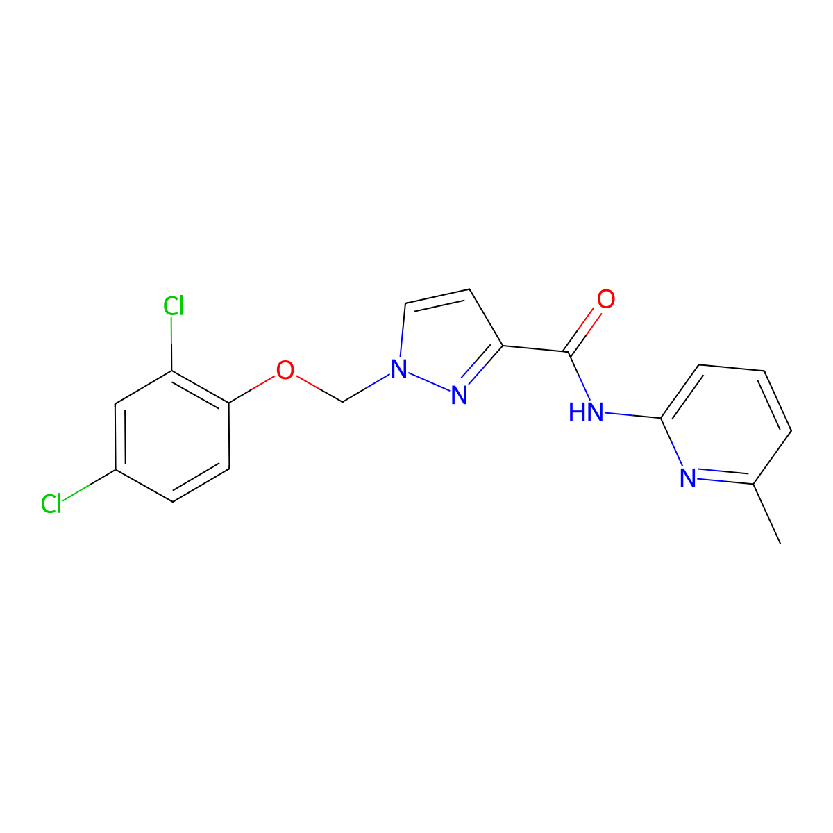 1-[(2,4-dichlorophenoxy)methyl]-N-(6-methylpyridin-2-yl)-1H-pyrazole-3-carboxamide molecular structure, CAS 1005639-92-8