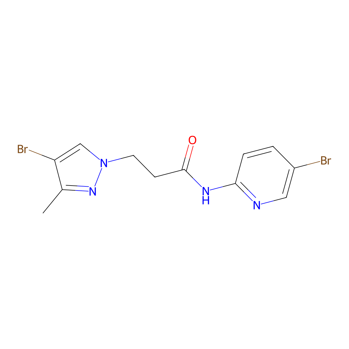 3-(4-bromo-3-methyl-1H-pyrazol-1-yl)-N-(5-bromopyridin-2-yl)propanamide molecular structure, CAS 1005640-45-8