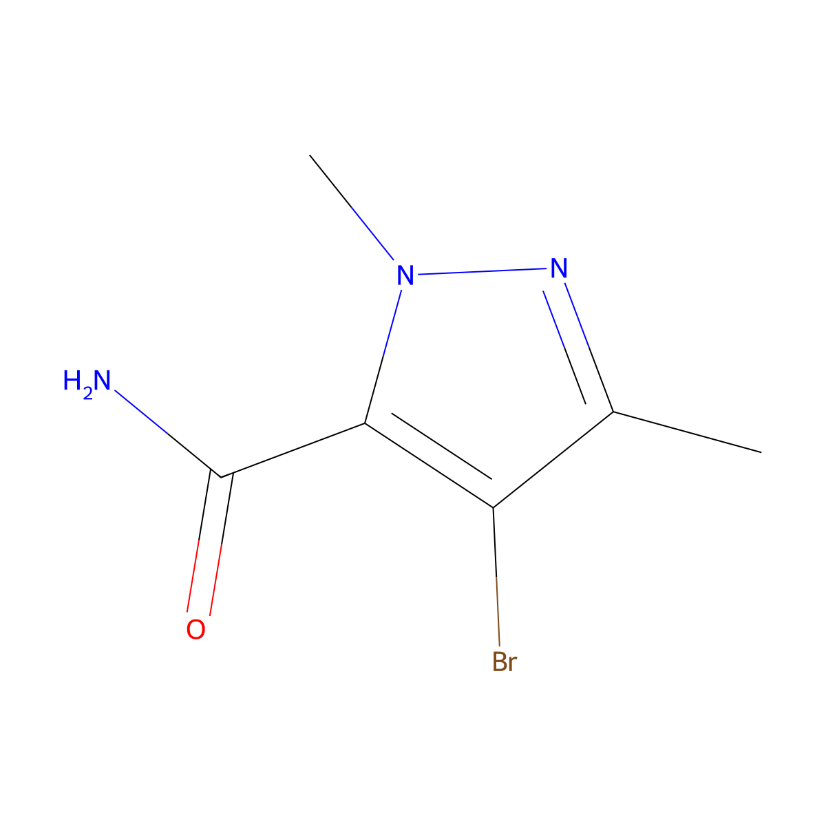 4-bromo-1,3-dimethyl-1H-pyrazole-5-carboxamide molecular structure, CAS 1005641-22-4