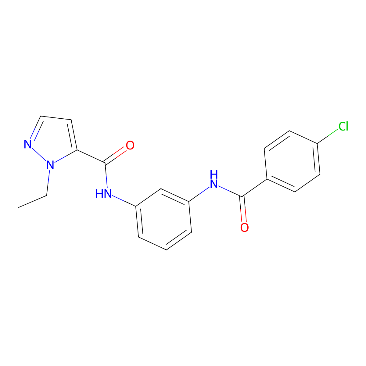N-(3-{[(4-chlorophenyl)carbonyl]amino}phenyl)-1-ethyl-1H-pyrazole-5-carboxamide molecular structure, CAS 1005641-35-9