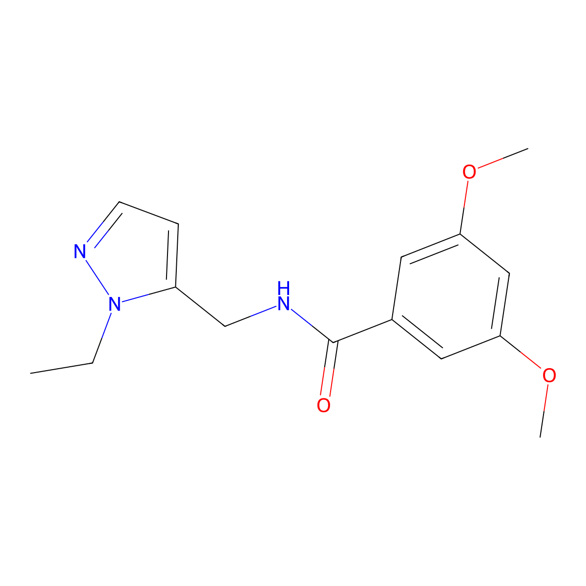 N-[(2-ethylpyrazol-3-yl)methyl]-3,5-dimethoxybenzamide molecular structure, CAS 1005642-50-1