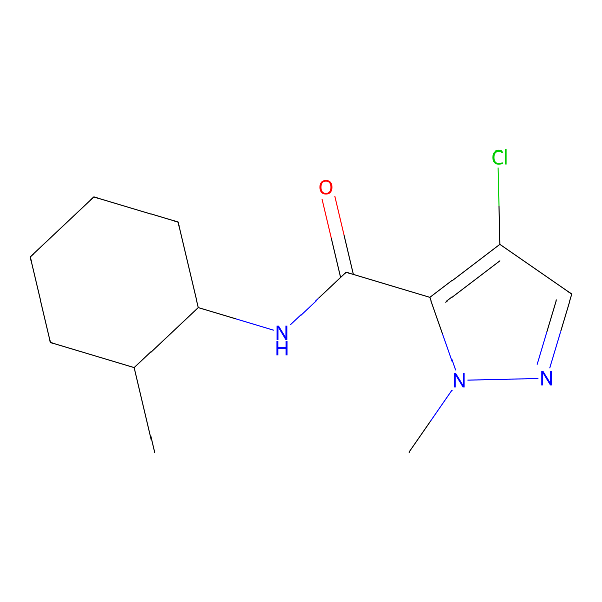 4-chloro-1-methyl-N-(2-methylcyclohexyl)-1H-pyrazole-5-carboxamide molecular structure, CAS 1005642-51-2