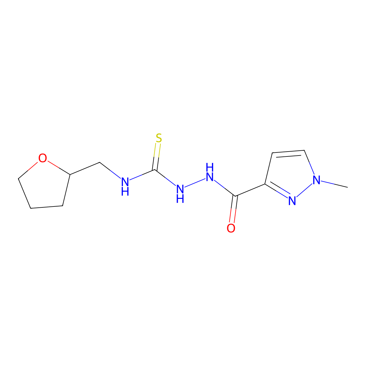 1-[(1-Methylpyrazole-3-carbonyl)amino]-3-(oxolan-2-ylmethyl)thiourea molecular structure, CAS 1005642-53-4