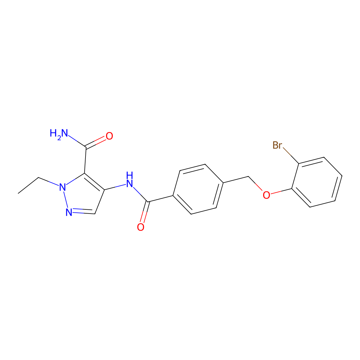 4-[[4-[(2-Bromophenoxy)methyl]benzoyl]amino]-2-ethylpyrazole-3-carboxamide molecular structure, CAS 1005643-07-1