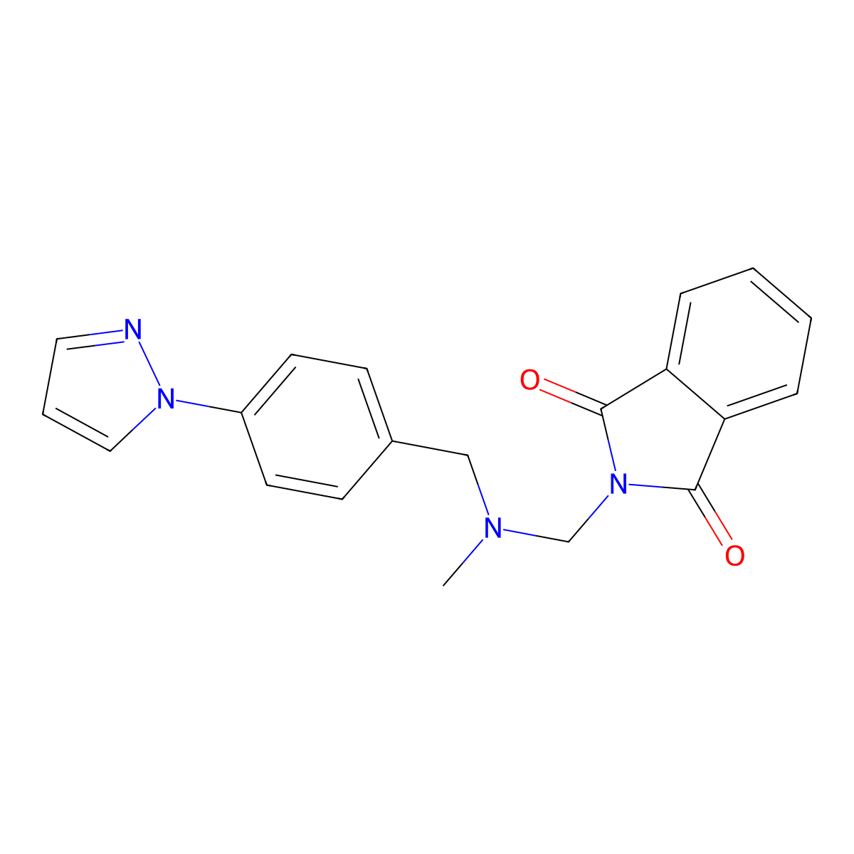 2-({methyl[4-(1H-pyrazol-1-yl)benzyl]amino}methyl)-1H-isoindole-1,3(2H)-dione molecular structure, CAS 1005643-99-1