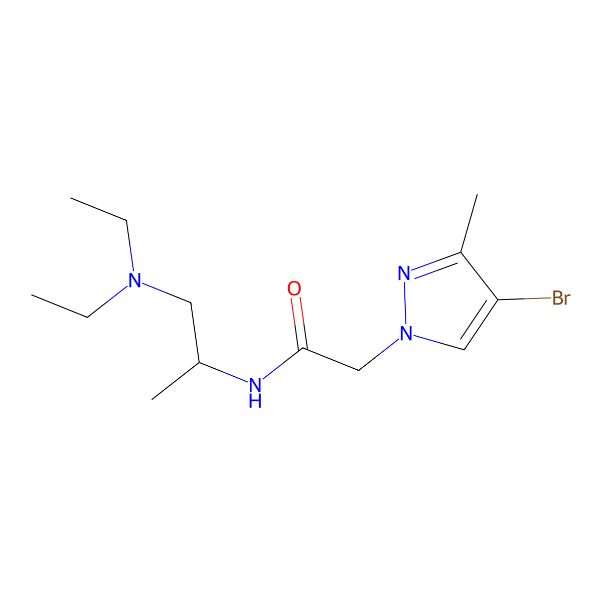 2-(4-bromo-3-methylpyrazol-1-yl)-N-[1-(diethylamino)propan-2-yl]acetamide molecular structure, CAS 1005644-61-0