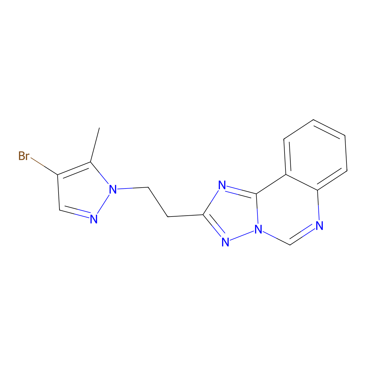 2-[2-(4-bromo-5-methyl-1H-pyrazol-1-yl)ethyl][1,2,4]triazolo[1,5-c]quinazoline molecular structure, CAS 1005645-54-4