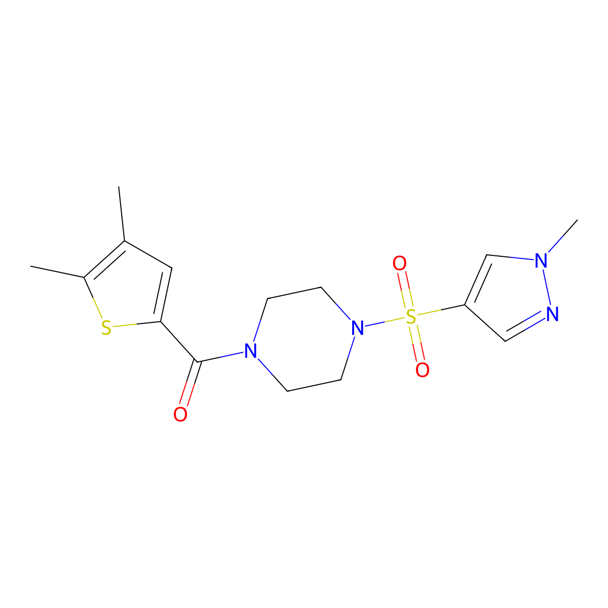 (4,5-dimethylthiophen-2-yl){4-[(1-methyl-1H-pyrazol-4-yl)sulfonyl]piperazin-1-yl}methanone molecular structure, CAS 1005645-69-1