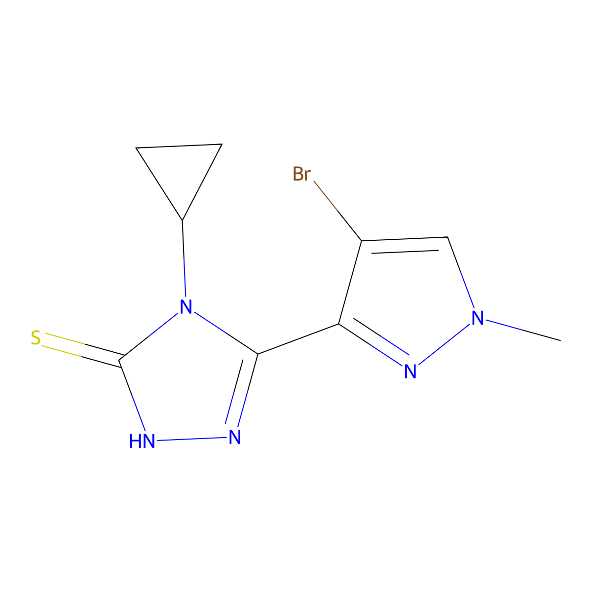 3-(4-bromo-1-methylpyrazol-3-yl)-4-cyclopropyl-1H-1,2,4-triazole-5-thione molecular structure, CAS 1005646-08-1