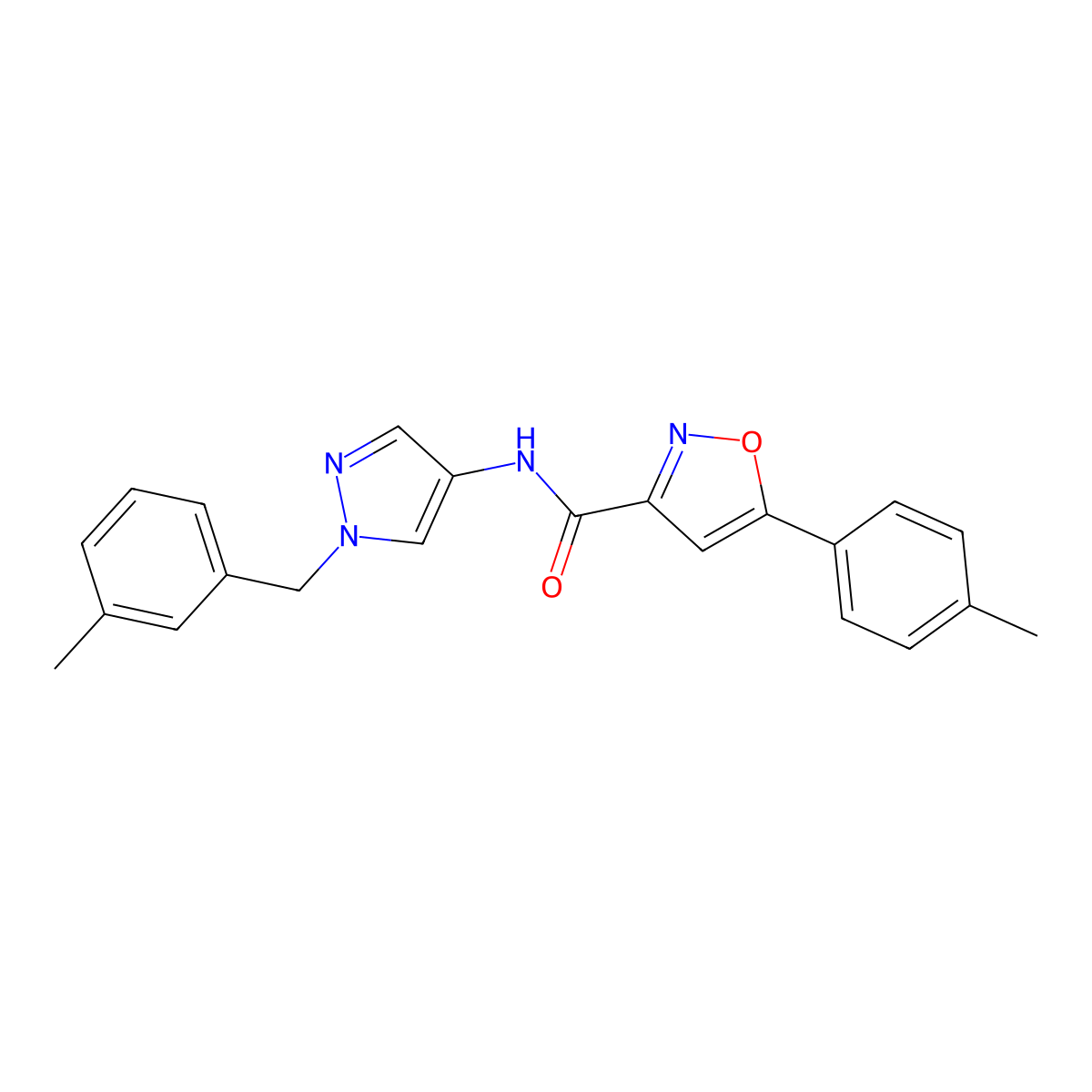 5-(4-methylphenyl)-N-[1-[(3-methylphenyl)methyl]pyrazol-4-yl]-1,2-oxazole-3-carboxamide molecular structure, CAS 1005647-60-8